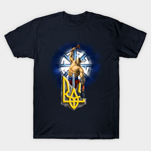 Cossack with trident T-Shirt by xlhombat